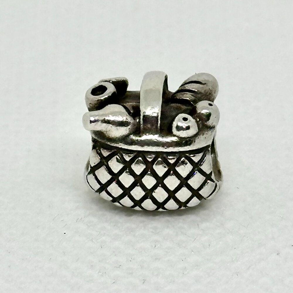 RETIRED RARE Authentic PANDORA Silver PICNIC BASKET Charm